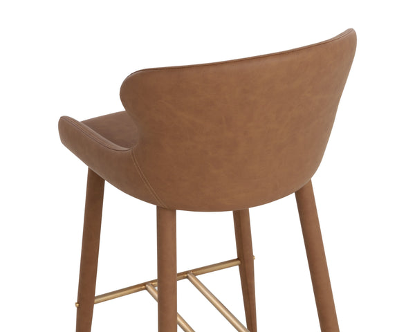 Sunpan Evora Barstool - Sleek Minimalist Design In Elegant Faux Leather With Stylish Metal Upholstered Legs Brown Faux Leather 112210