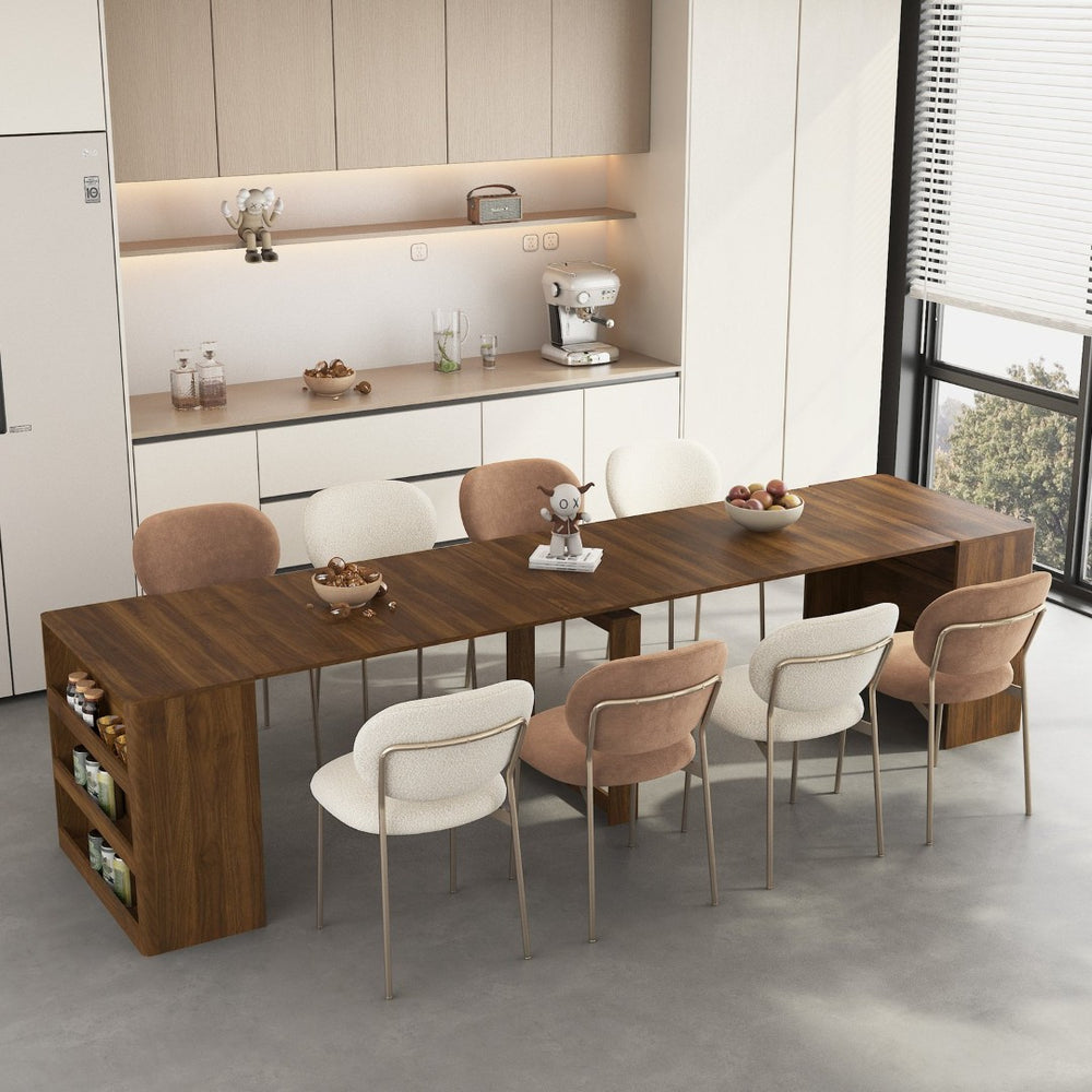 English Elm Extendable Folding Dining Table Seats Ten Rectangular Multifunctional Console for Small Spaces Wood W1321S00051