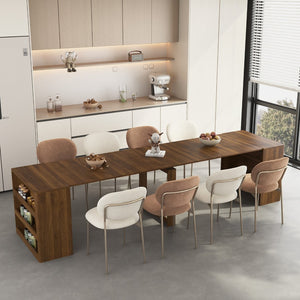 English Elm Extendable Folding Dining Table Seats Ten Rectangular Multifunctional Console for Small Spaces Wood W1321S00051