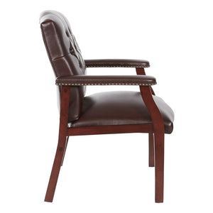 OSP Home Furnishings Traditional Tufted Vinyl Guest Chair with Brass Nailhead Trim for Office or Reception TV233-JT4