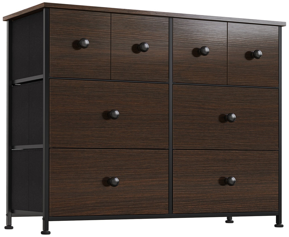 Homeroots 39" Brown Rustic Fabric Bin And Manufactured Wood Eight Drawer Dresser  Manufactured Wood 438313