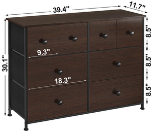 Homeroots 39" Brown Rustic Fabric Bin And Manufactured Wood Eight Drawer Dresser  Manufactured Wood 438313