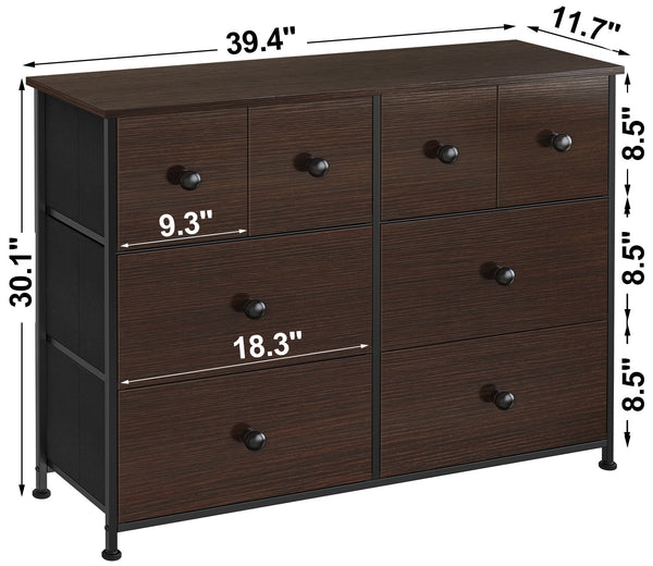 Homeroots 39" Brown Rustic Fabric Bin And Manufactured Wood Eight Drawer Dresser  Manufactured Wood 438313