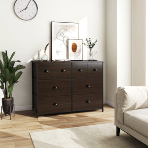 Homeroots 39" Brown Rustic Fabric Bin And Manufactured Wood Eight Drawer Dresser  Manufactured Wood 438313