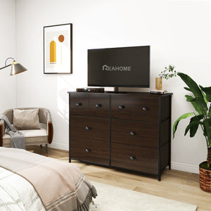 Homeroots 39" Brown Rustic Fabric Bin And Manufactured Wood Eight Drawer Dresser  Manufactured Wood 438313