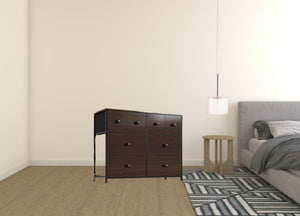 Homeroots 39" Brown Rustic Fabric Bin And Manufactured Wood Eight Drawer Dresser  Manufactured Wood 438313