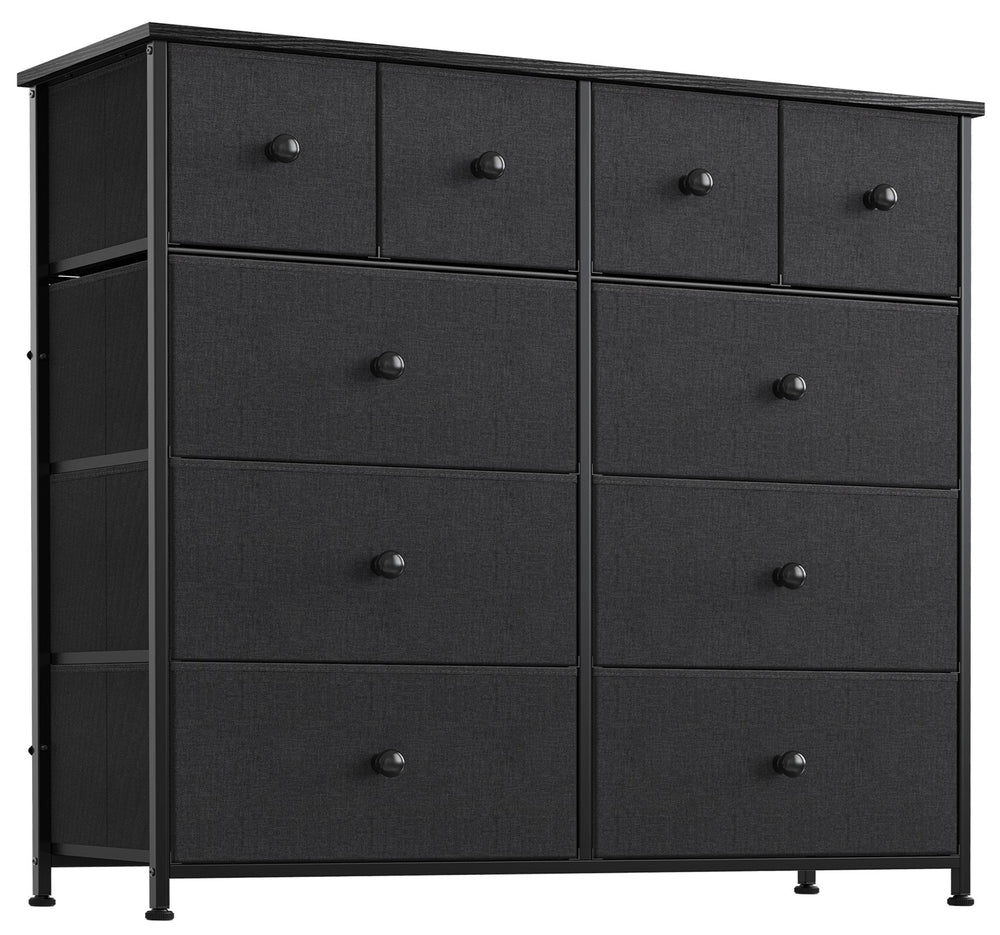 Homeroots 39" Black And Gray Ten Drawer Fabric Dresser  Iron 438314