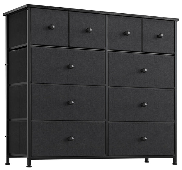 Homeroots 39" Black And Gray Ten Drawer Fabric Dresser  Iron 438314