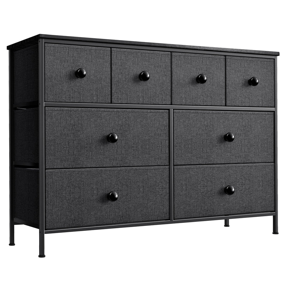 Homeroots 40" Black And Gray Eight Drawer Fabric Dresser  Iron 438316