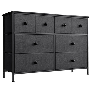 Homeroots 40" Black And Gray Eight Drawer Fabric Dresser  Iron 438316