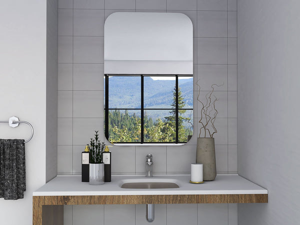 Homeroots Modern Curved Corner Wall Mirror  Glass 438327