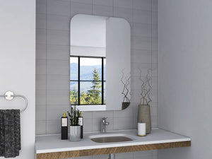 Homeroots Modern Curved Corner Wall Mirror  Glass 438327