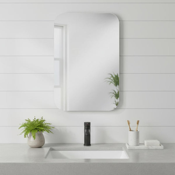 HomeRoots 35" Modern Frameless Bathroom Vanity Mirror - Sleek Design for Bright Spaces & Easy Installation 438327