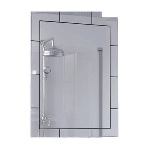 Homeroots Modern Beveled Tile Design Wall Mirror  Glass 438331