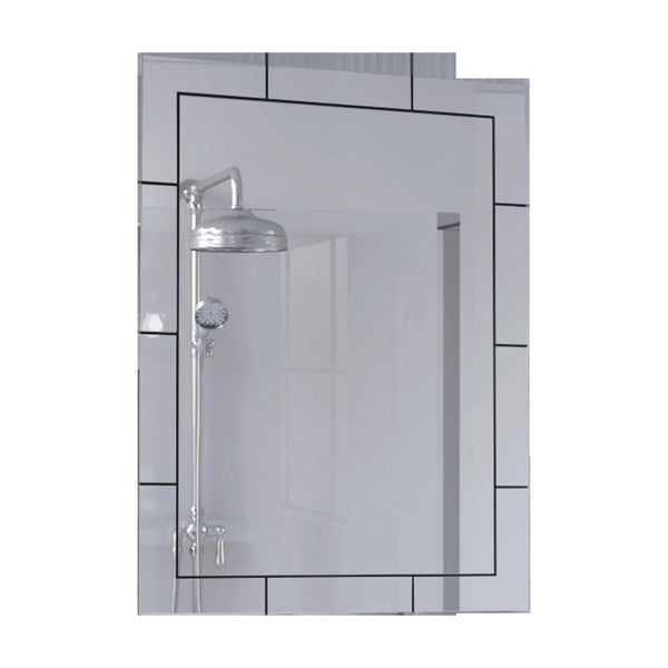 Homeroots Modern Beveled Tile Design Wall Mirror  Glass 438331