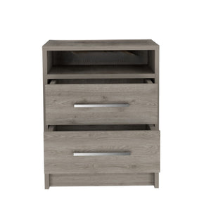 HomeRoots 20" Wood Two Drawer Nightstand - Stylish Storage Solution with Metal Accents for Any Room Decor 438332