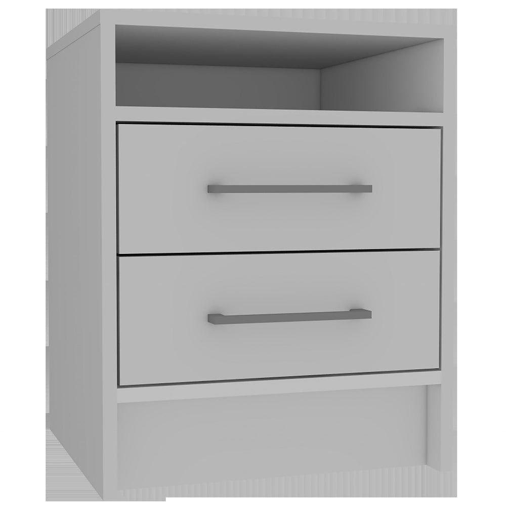 Homeroots White Open Compartment Two Drawer Nightstand   438333