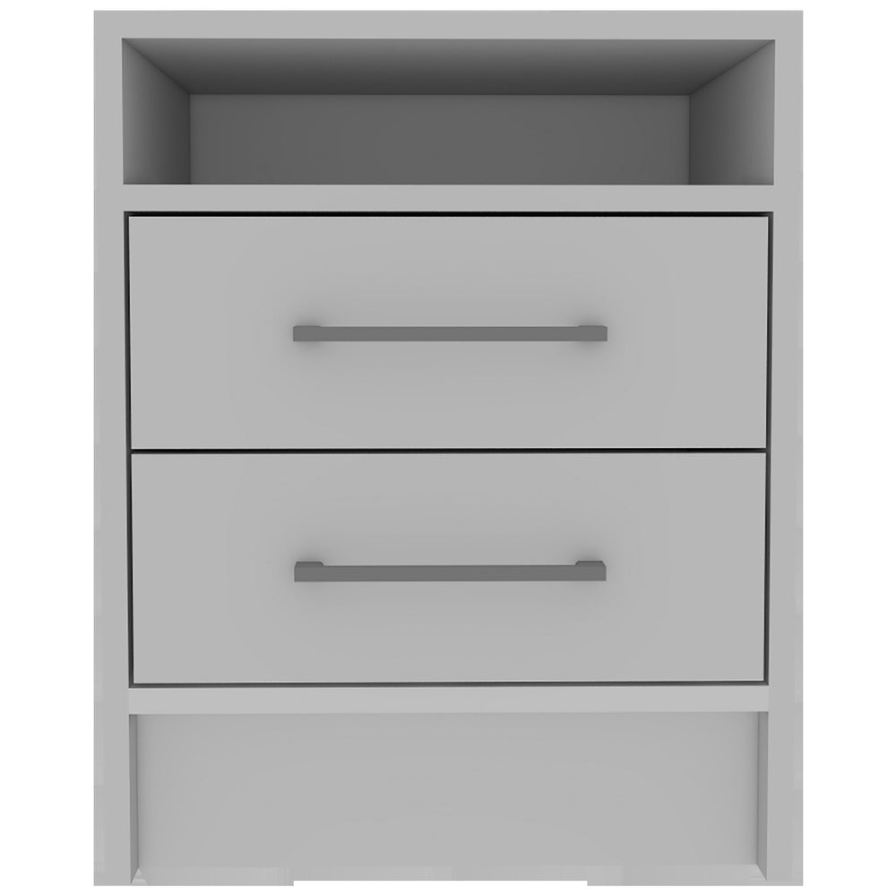 Homeroots White Open Compartment Two Drawer Nightstand   438333