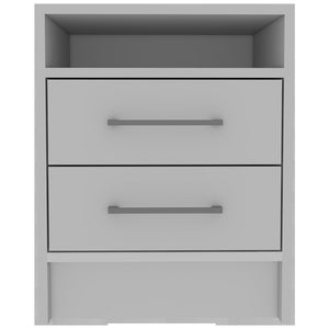 Homeroots White Open Compartment Two Drawer Nightstand   438333