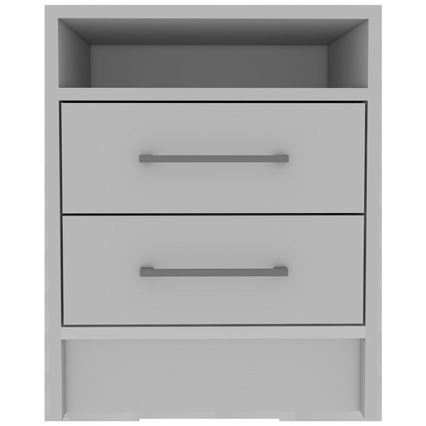 Homeroots White Open Compartment Two Drawer Nightstand   438333