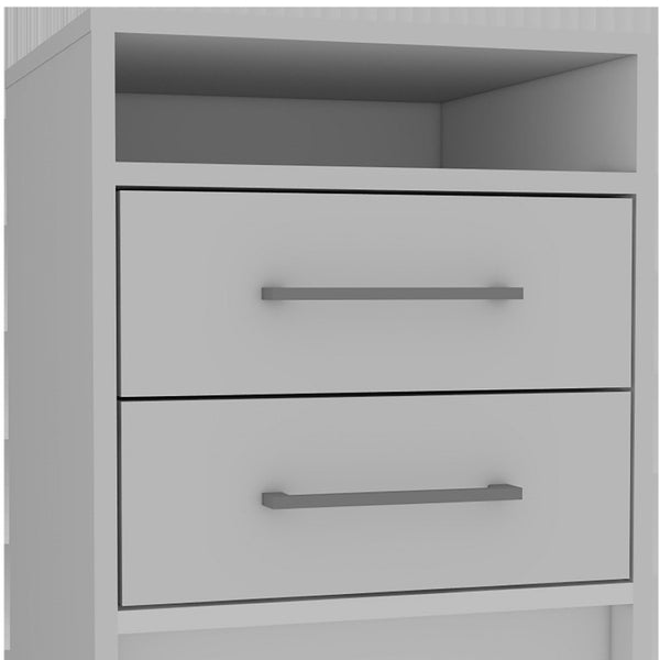 HomeRoots 20" Stylish Two Drawer Nightstand - Versatile Storage Solutions for Compact Spaces with Open Shelf 438333
