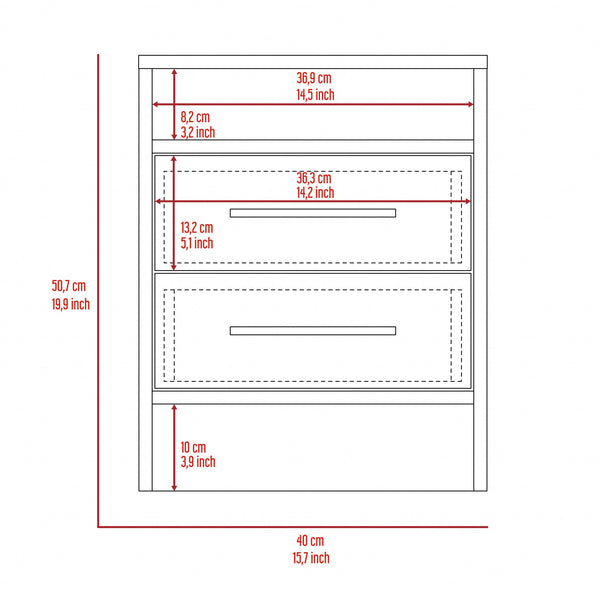 Homeroots White Open Compartment Two Drawer Nightstand   438333