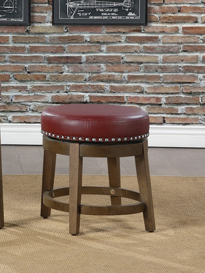 English Elm Round Swivel Stool Set of 2 with Black Faux Leather Seat, Nailhead Trim & Solid Wood Legs, 19.5" H Red+Brown 35.75 L x 21 W x 9.75 H B011P201576