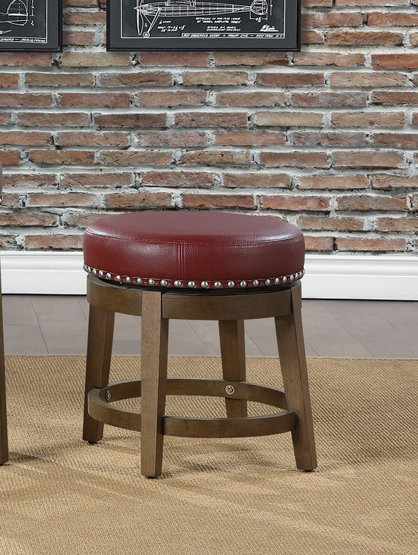English Elm Round Swivel Stool Set of 2 with Black Faux Leather Seat, Nailhead Trim & Solid Wood Legs, 19.5" H Red+Brown 35.75 L x 21 W x 9.75 H B011P201576
