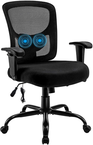 HomeRoots Black Adjustable Swivel Rolling Executive Office Chair - Durable, Breathable, Ergonomic Comfort! 438334