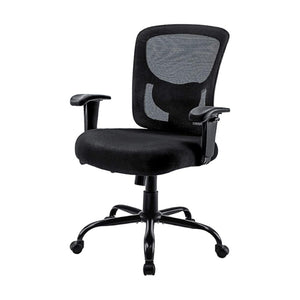 HomeRoots Black Adjustable Swivel Rolling Executive Office Chair - Durable, Breathable, Ergonomic Comfort! 438334