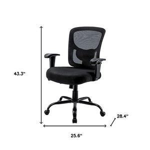 HomeRoots Black Adjustable Swivel Rolling Executive Office Chair - Durable, Breathable, Ergonomic Comfort! 438334