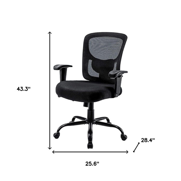 HomeRoots Black Adjustable Swivel Rolling Executive Office Chair - Durable, Breathable, Ergonomic Comfort! 438334
