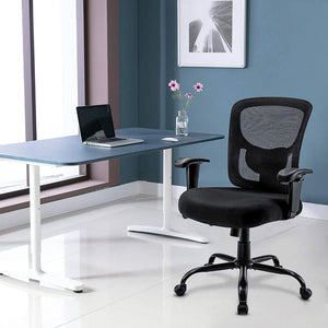 HomeRoots Black Adjustable Swivel Rolling Executive Office Chair - Durable, Breathable, Ergonomic Comfort! 438334