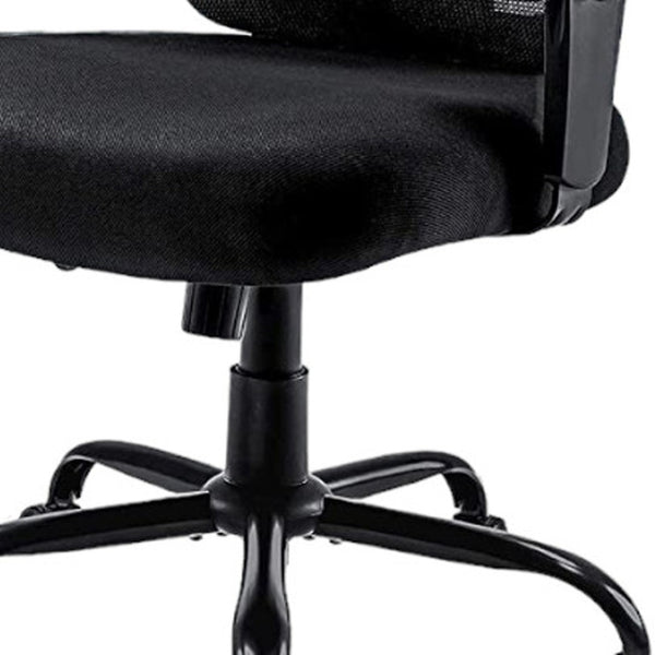 HomeRoots Black Adjustable Swivel Rolling Executive Office Chair - Durable, Breathable, Ergonomic Comfort! 438334