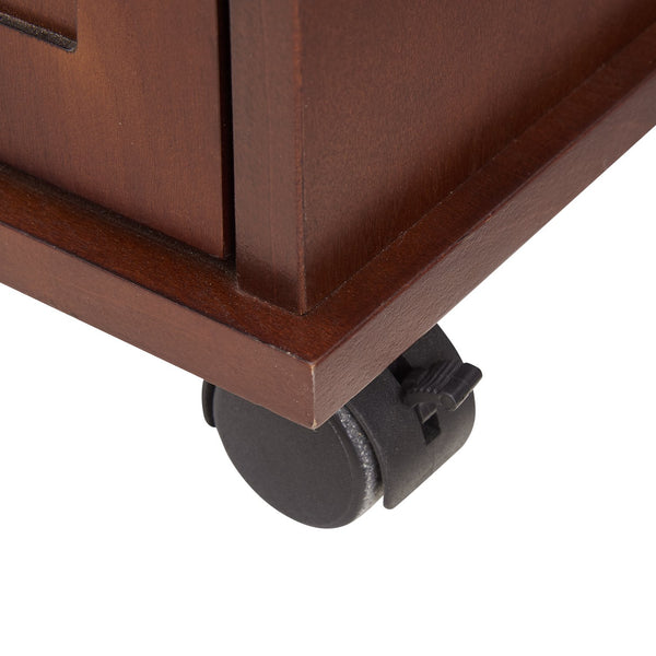 English Elm Powered Narrow End Table with Charging Station, Walnut Bedside Table with Wheels, USB Ports, Storage W1693P227261