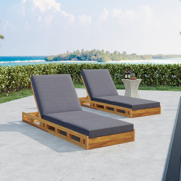 English Elm Christopher Knight Home® - Lounge Chaise Set - Durable Acacia Wood With Plush Triple-Fold Cushion For Ultimate Outdoor Relaxation N770P272405T_N770P208326G