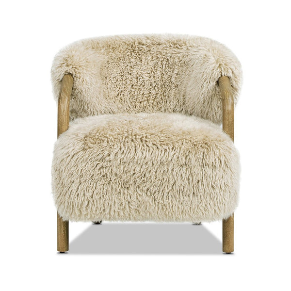 English Elm Becker Solid Oak Genuine Sheepskin Accent Armchair Rustic Farmhouse Living Room B2719P277874