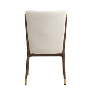 English Elm Armless Dining Chairs Iron Frame Wood Grain Finish Ergonomic Cushioned Seat Set of 2 Brown+Beige N771P345829W