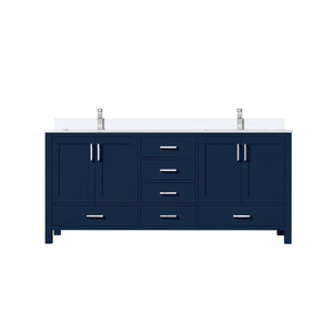 English Elm Navy Blue Double Bath Vanity With Cultured Marble Top & Chrome Faucet - Elegant Storage Solution B2731P259117