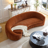 English Elm 92.13 Inch Modern Design Curved Shaped Sofa Couch For Living Room,Upholstered Fabric 4-Seat Sofa No Need To Assembly Couch For Apartment,Orange