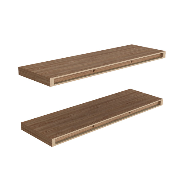 English Elm Floating Shelf Dallas Beige Pine Set of Two 31.9" Engineered Wood Floating Shelves for Modern Living Rooms B092P238730