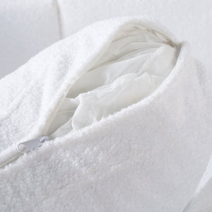 English Elm Christopher Knight Home® - 83.86" 3-Seater Sofa in Teddy Velvet with Curved Armrests & Solid Wood Legs, Plush Durable Comfort Cream White N765P331021W