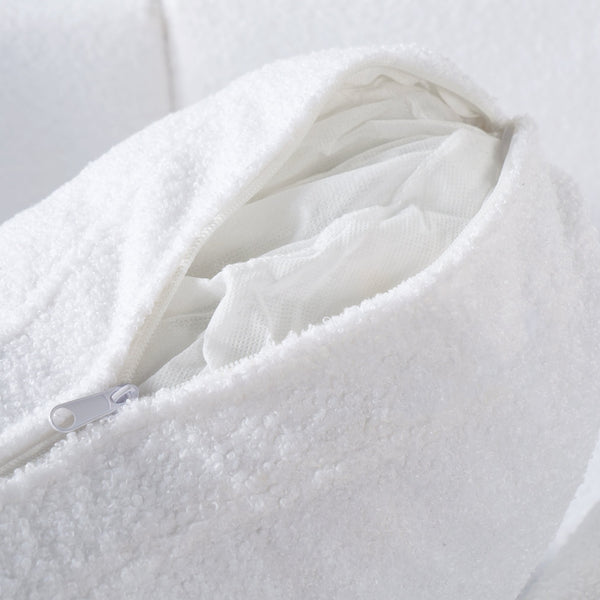 English Elm Christopher Knight Home® - 83.86" 3-Seater Sofa in Teddy Velvet with Curved Armrests & Solid Wood Legs, Plush Durable Comfort Cream White N765P331021W