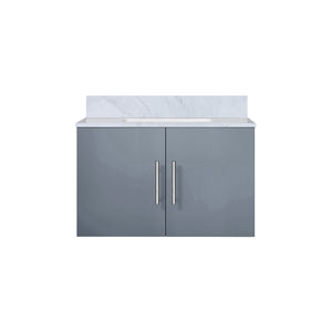 English Elm Dark Grey Solid Wood Bath Vanity 30"W x 22"D with Carrara Marble Top, Soft-Close Drawer & Scratch-Resist Countertop B2731P258467