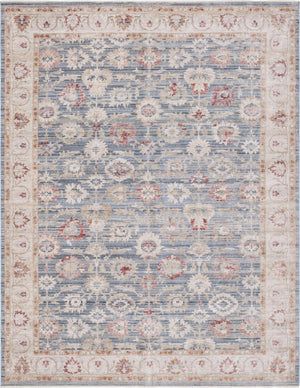Unique Loom Noble Alexander Machine Made Floral Rug Blue, Ivory/Navy Blue/Olive/Gray/Gold 10' 0" x 13' 5"