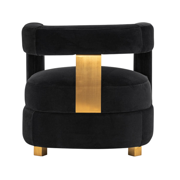 English Elm Amirah Velvet Lounge Chair Black — Luxurious High-Density Foam, Gold Legs, 440 lb Capacity, Pre-Assembled B365P398006