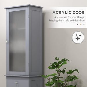 English Elm Kleankin Slim Bathroom Storage Cabinet - Stylish Gray Linen Tower With Acrylic Door & Drawer Storage W2225P229310