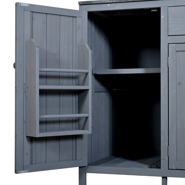 English Elm (with Hutch) Topamx Solid Fir Potting Bench Patio Workstation Spice Rack Drawer Gray N717P404330E