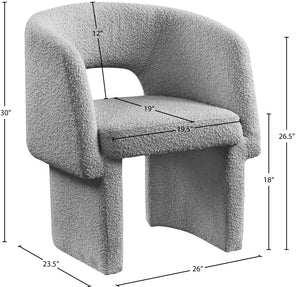 Emmet Grey Boucle Fabric Dining Chair / Accent Chair 438Grey-C Meridian Furniture