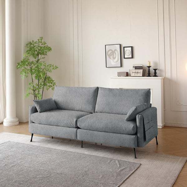 English Elm Deep 3-Seater Cloud Couch 80" Spacious Loveseat with Thick Cushions, Armrest Storage & Toss Pillows Grey W3191P278035